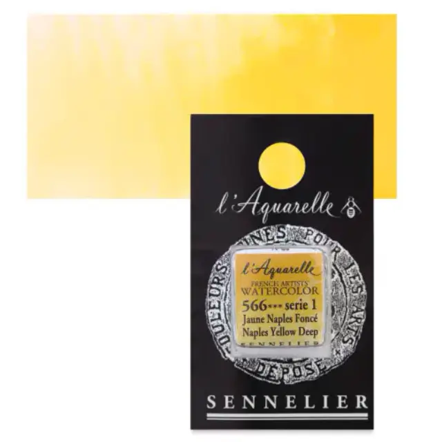 Χρώμα Ακουαρέλας Sennelier l Aquarelle Half Pan - 566 Naples Yellow Deep