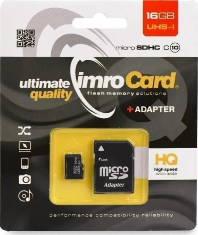 Κάρτα μνήμης IMRO microSDHC 16GB Class 10 U1 with Adapter