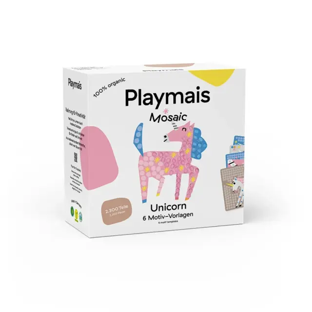 PlayMais Mosaic Κατασκευή με Σφουγγαράκια από Καλαμπόκι και Κάρτες 2.300τεμ – Μονόκερος (3+ ετών) PLM-160967