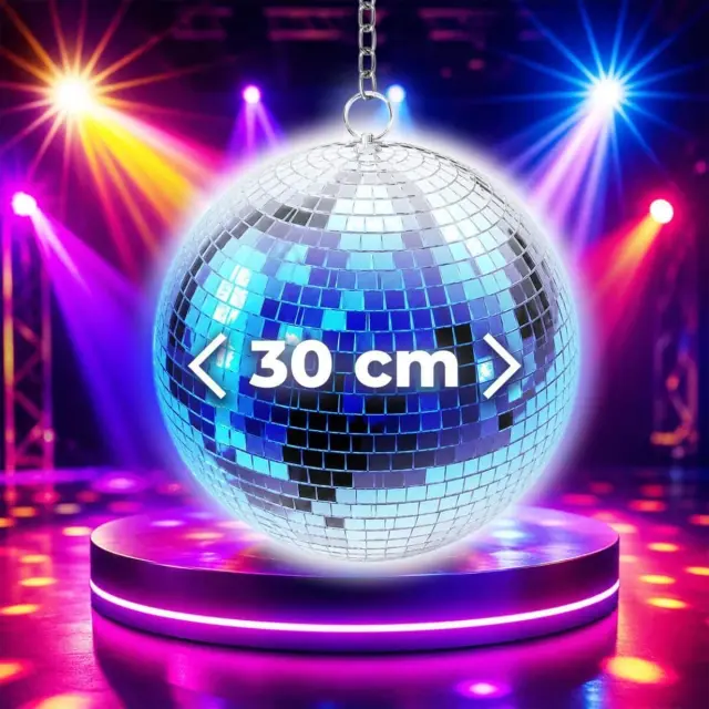 LIGHT4ME MBM 30 silver mirror disco ball 30 cm 1.5 rpm rotating motor hanging chain stage decoration 2