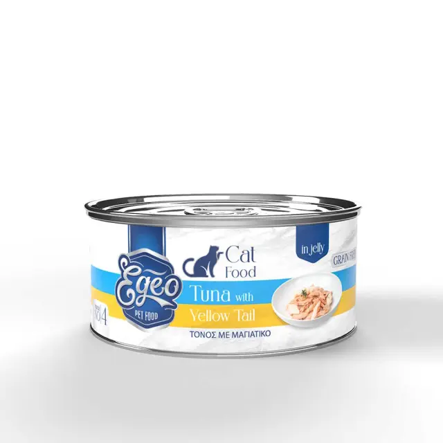Egeo Υγρή Τροφή Adult Grain Free Γάτας Τόνος Με Μαγιάτικο Σε Ζελέ 85gr Μονόχρωμο