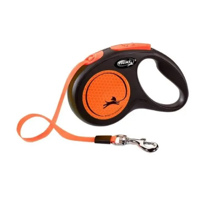Flexi New Neon Πτυσσόμενο Λουρί/Οδηγός Σκύλου Ιμάντας Πορτοκαλί 5m Πορτοκαλί - S