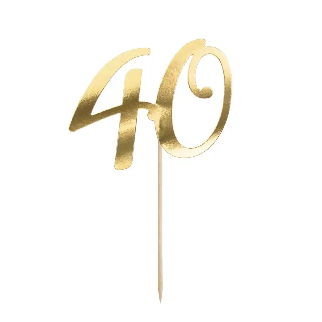 PartyDeco Cake Topper - 40 - Χρυσό