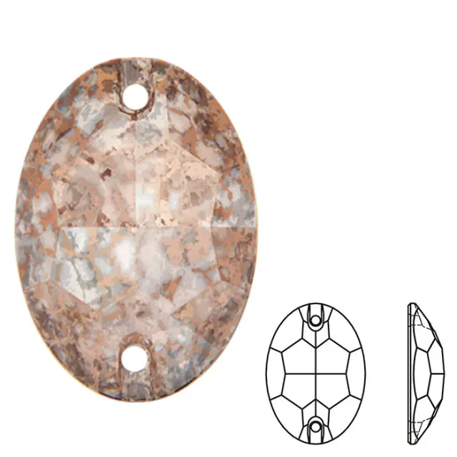 Swarovski 3210 Sew-On Oval Crystal Rose Patina 10x7mm - 2τεμ
