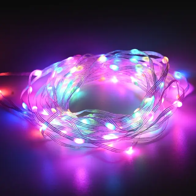 ΛΑΜΠΑΚΙΑ 100 LED ΣΕ ΣΕΙΡΑ ΕΞΥΠΝΗ ΣΥΝΔΕΣΗ RGB REMOTE & ARR USB ΜΕ ΚΑΛΩΔΙΟ ΔΙΑΦΑΝΟ 3m IP44 10mm / X04100371