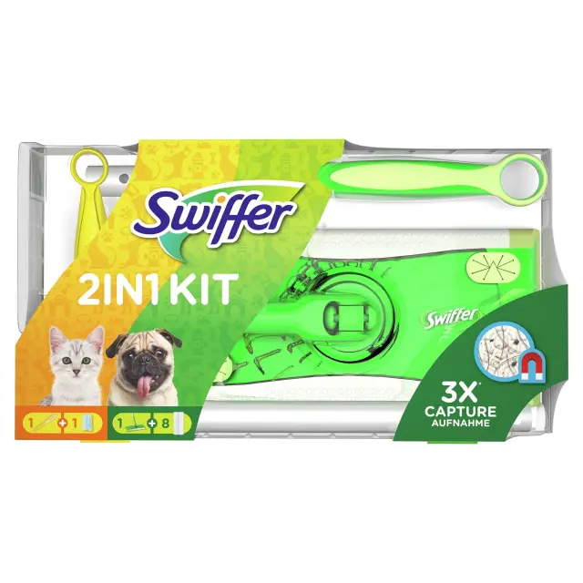 Swiffer Σετ Καθαρισμού Δαπέδου με Παρκετέζα + 8 Ανταλλακτικά Ξεσκονίσματος + 1 Dust Magnet
