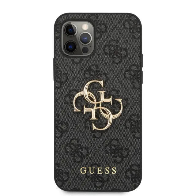 Guess PU 4G Metal Logo Case for iPhone 12/12 Pro Grey 3