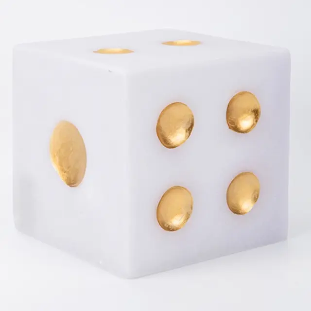 Ζάρι πολυρεζίν λευκό–χρυσό 16x16x16cm Eurolamp 819-01929