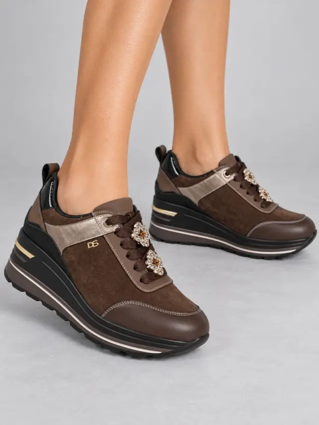 Donna Serena Sneakers Γυναικείο δέρμα/ύφασμα Καφέ DSE/6125 TDM - 36 2