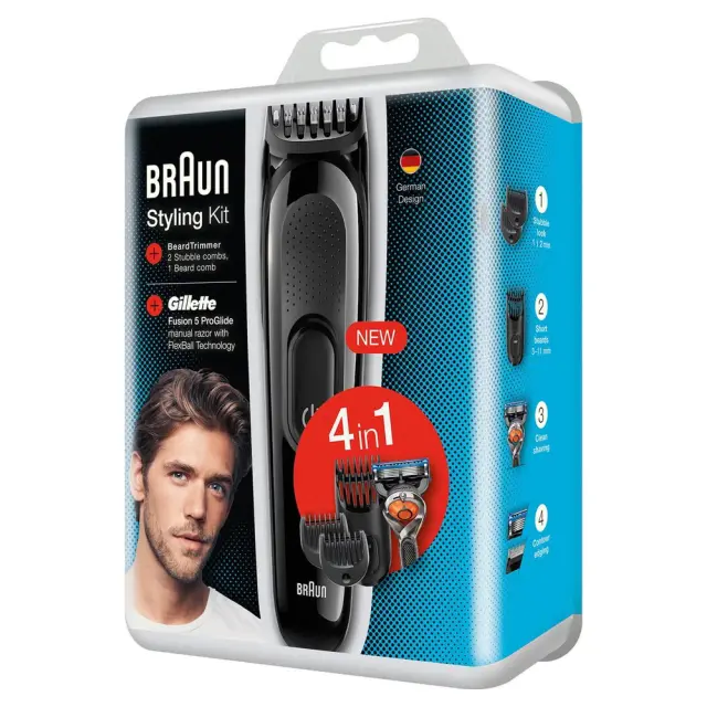 Σετ Επαναφορτιζόμενη Κουρευτικής Μηχανής Braun SK3000 + Gillette F5 ProGlide 2