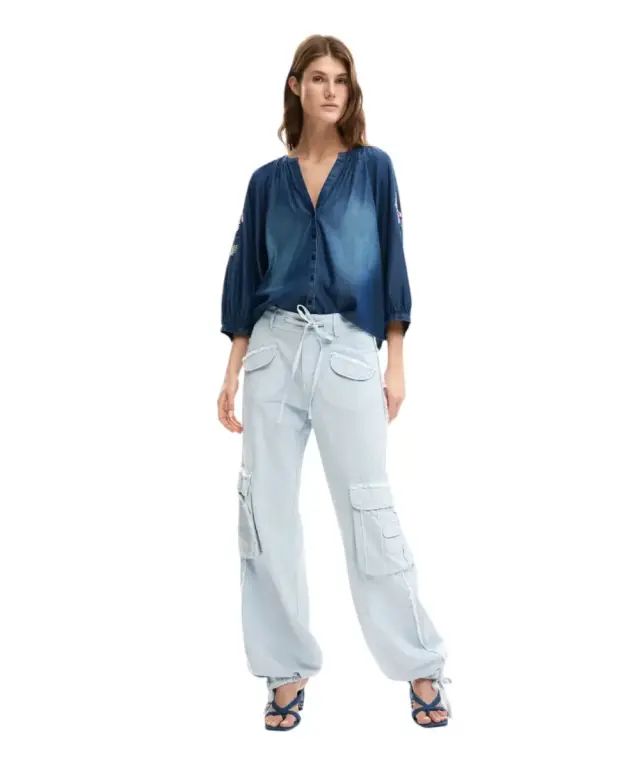 Desigual - Γυναικείο Πουκάμισο Blus Chambre 26SWBW16-5055 Μπλε - XS 3