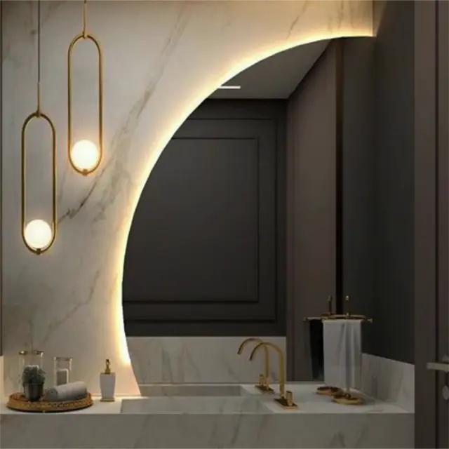 Stewehome Καθρέφτης LED σε Σχήμα Τετάρτου Κύκλου 80x105x105 cm