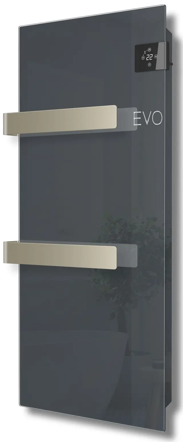 Radialight Silk Evo 1000 Watt Ανθρακί - Ψηφιακή Πετσετοκρεμάστρα Μπάνιου με Γυάλινη Πρόσοψη 2