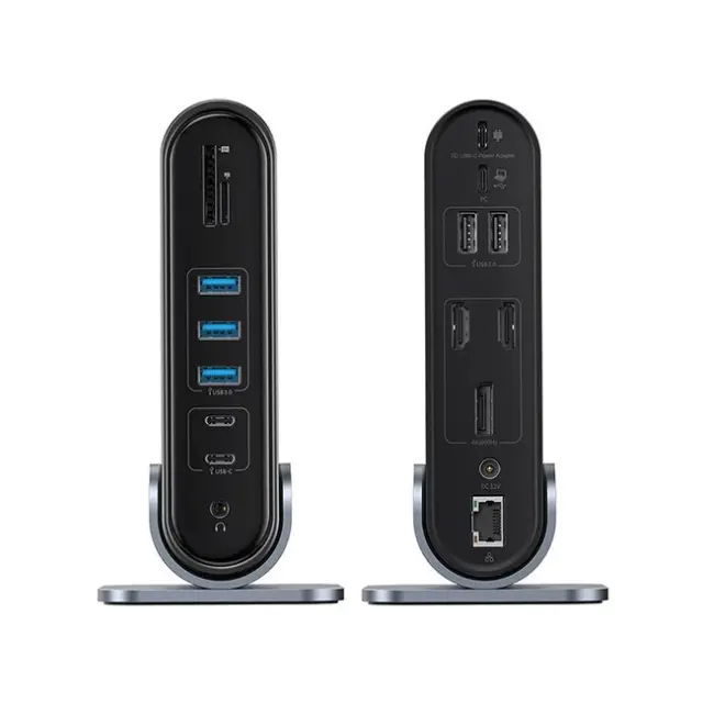 Baseus Docking Station UnionJoy 2x HDMI 4K60Hz 1x DP 4K60Hz 3x USB-A 3.0 2x USB-C 3.0 2x USB-A 2.0 1x RJ45 PD PC 1x SD+TF 1x 3.5mm MiniJack Gray 2