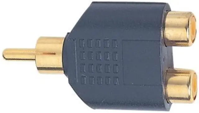 ELECTROVISION Gold Plated Phono Plug to 2x RCA Phono Sockets Set Parallel Adaptor (F371D) 2