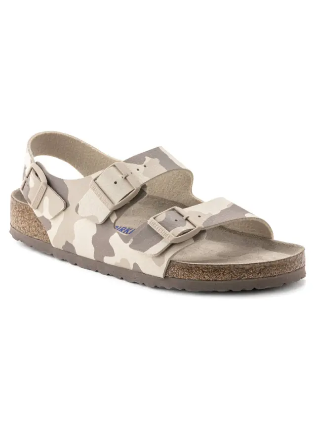 Birkenstock Πέδιλα Unisex Birko-Flor(ανθεκτικό υλικό της Birkenstock-επιτρέπει την επαφή με το νερό) Μπεζ BIR/MILANO SOFT 1022456 CAM GRA 2