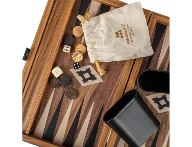 Σετ Χειροποίητο Τάβλι Basic Walnut Replica Wood Manopoulos με υποδοχές για πούλια και διαστάσεις 30x20cmBXL3KK 3