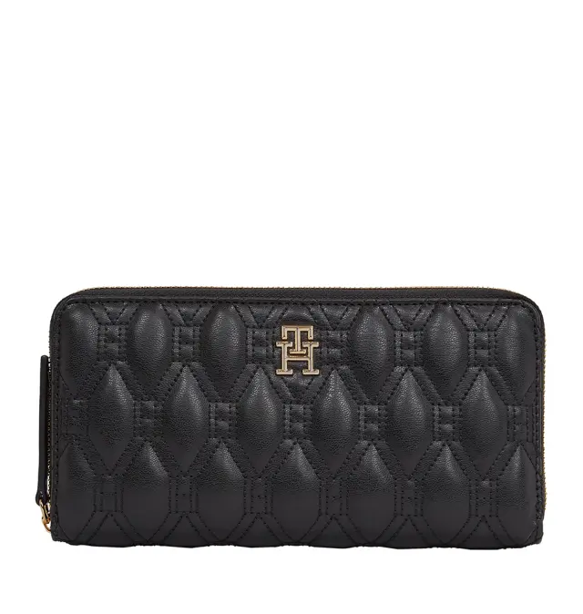 Πορτοφόλι TOMMY HILFIGER TH Quilted Leather Zip 16578 Μαύρο