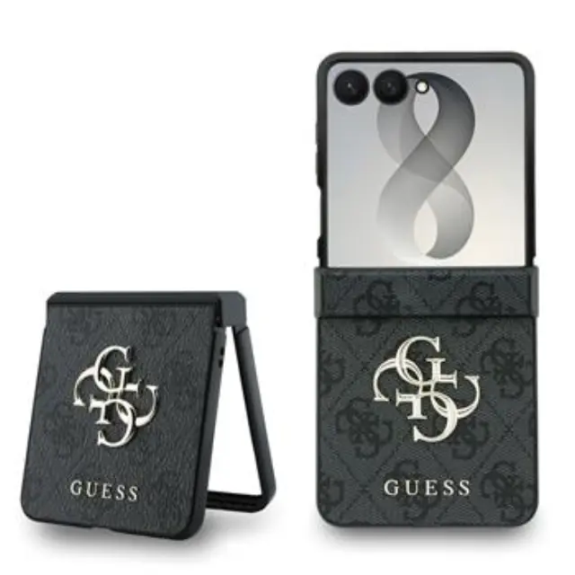 Guess PU 4G Metal Logo Case for Samsung Galaxy Z Flip 8 Grey