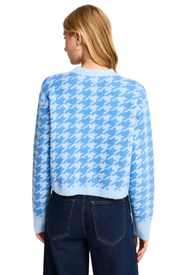 FunkyBuddha γυναικεία relaxed πλεκτή ζακέτα houndstooth FBL014-117-09-1 2