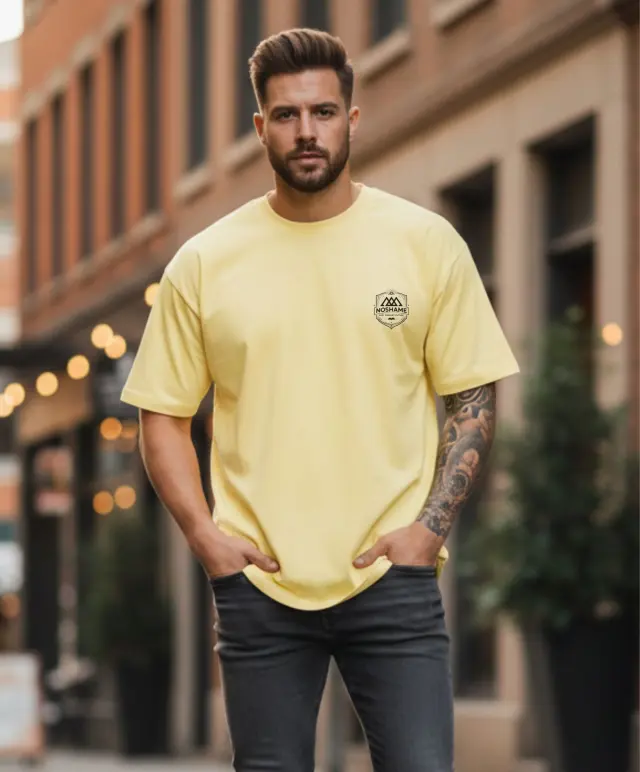 T-shirt Noshame® Oversized Κίτρινο με τύπωμα - 142619 - XXL 2