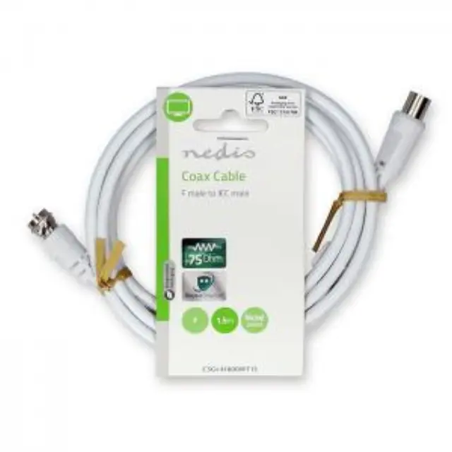 Καλώδιο Nedis F-Connector to Coax Male White 1.5m (CSGL41800WT15) 3