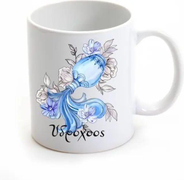 κούπα κεραμική με ζώδιο Υδροχόος color 325ml (κωδ. 1818)
