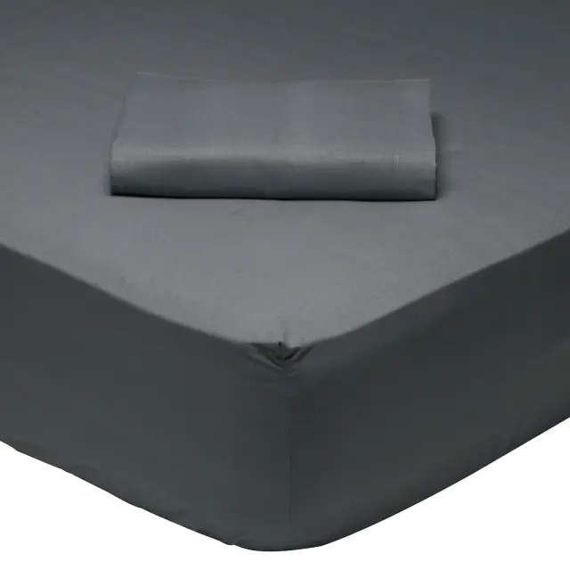 Σεντόνι 180x200+35 King Size Best Line Das Home 100% βαμβακερόΜε Λάστιχο- 1007 Dark Grey