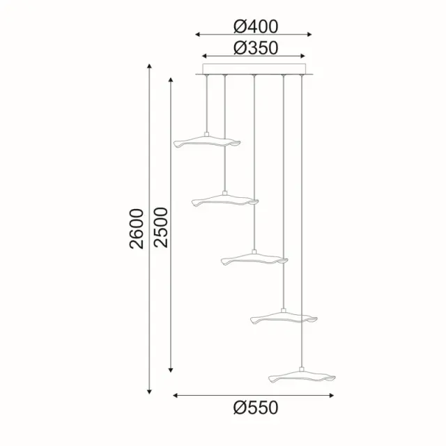 ΚΡΕΜΑΣΤΟ Φ/Σ LED 25W 3000K 1750LM NINFEA ΟΡΕΙΧΑΛΚΟ ΜΕΤ/ΚΟ IP20 D55XH260CM / ZM34LEDP55BR 3