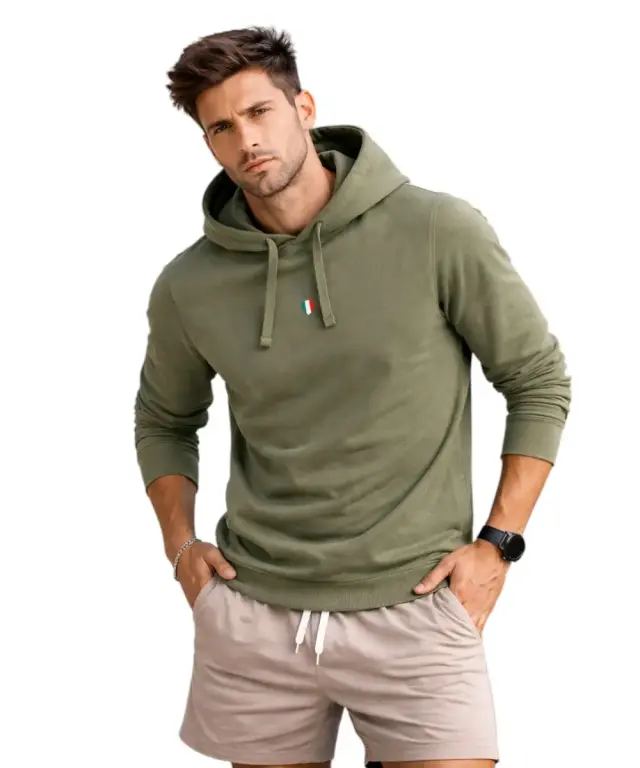 Accademia Militare - Ανδρική Μπλούζα Φούτερ Με Κουκούλα S6S669-5731-058 Λαδί