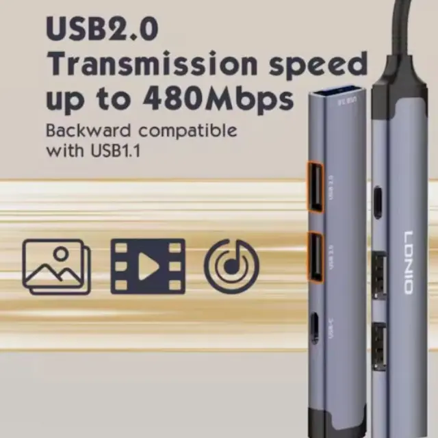 Ldnio USB 3.0 Hub 4 Θυρών με σύνδεση USB-A Γκρι (DS-44C) 3