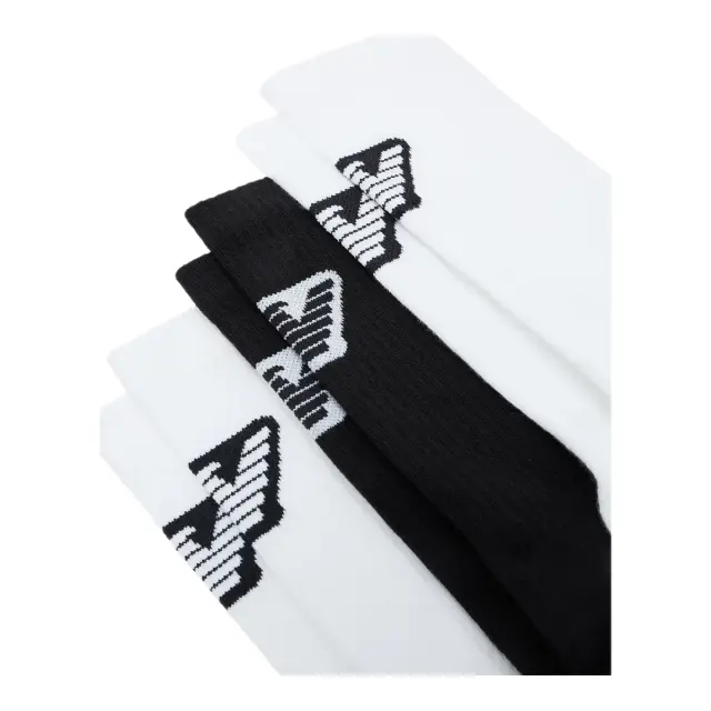 Emporio Armani Ανδρικές Κάλτσες Ribbed Eagle Logo - 3 Ζεύγη, Χρώμα Μαύρο-Λευκό-Λευκό - ONESIZE 2