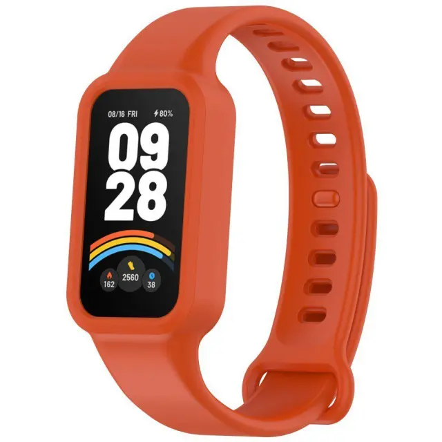 Λουράκι Σιλικόνης με Θήκη για Xiaomi Redmi Band 3/ 9 Active- Orange OEM