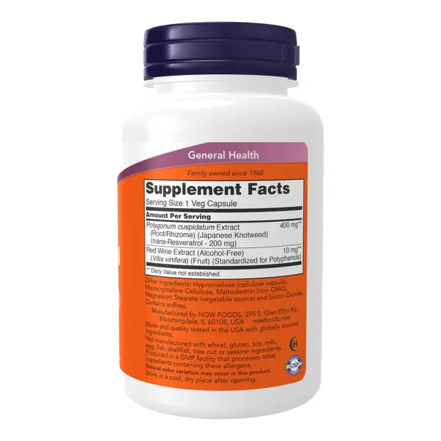 Now Foods Natural Resveratrol 200 mg 120 Veg Capsules 2