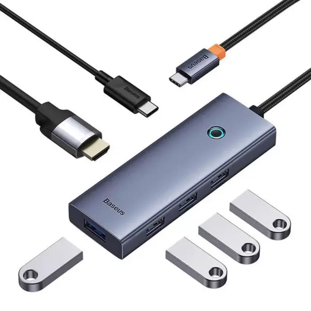 Baseus 6in1 Hub Ultrajoy USB-C Do HDMI4k@60hz+4xUSB 3.0+pd Space Grey (B00052807813-01) (BASB00052807813-01)