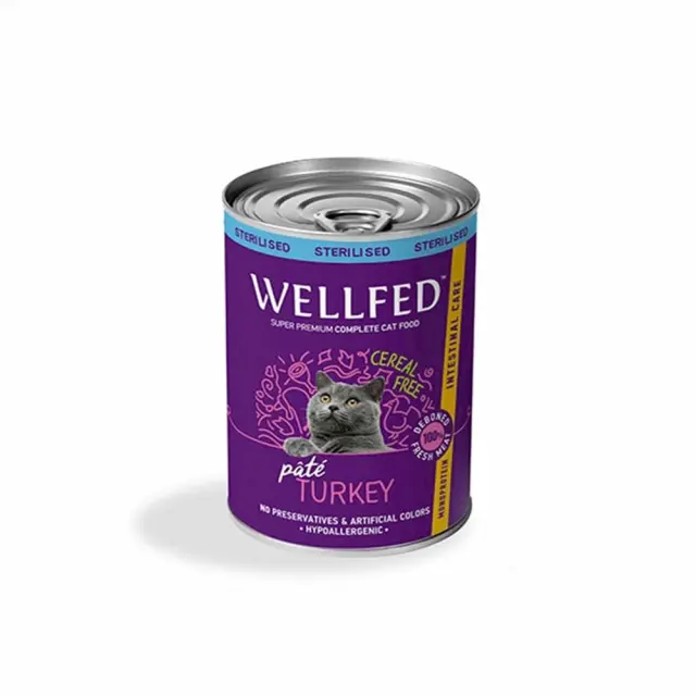 Wellfed Cat Adult Intestinal Care Sterilised Πατέ Με Γαλοπούλα 400gr 11x7.5x7.5cm Μονόχρωμο