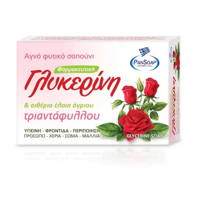 PanSoap Αγνό φυτικό σαπούνι με Γλυκερίνη & Αιθέρια Έλαια Άγριου Τριαντάφυλλου 120gr.