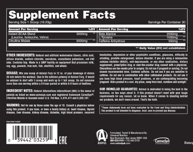 Universal Nutrition Animal Fury Watermelon, 30 Servings 2