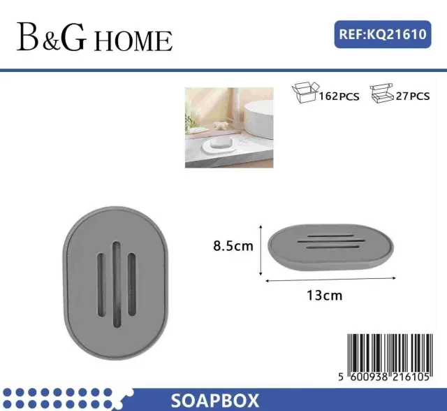 Σαπουνοθήκες μπάνιου πλαστικές - Σετ 9pcs - Grey - 21610 2