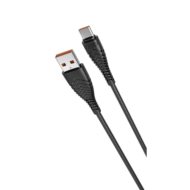 Veger V104 Braided USB 2.0 Cable USB-C male - USB-A male Μαύρο 1.2m 2