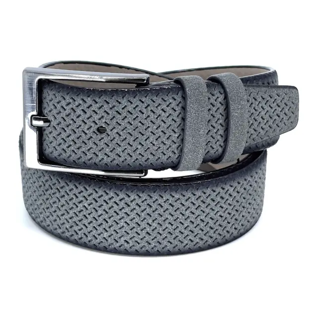 Γκρι Ζώνη P.U. Leather Τύπου Suede 3,5 cm - 130cm