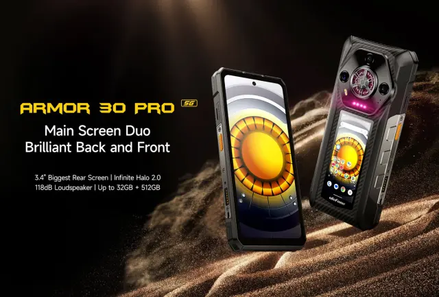 ULEFONE smartphone Armor 30 Pro, 6.95" & 3.4", 16/512GB, 5G, 12800mAh, IP68/IP69K, μαύρο 2