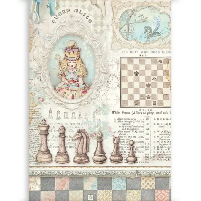 Διαφανή φύλλα backround A4 (4 εκτυπωμένα-2 γραμμικά) Stamperia, Alice 3