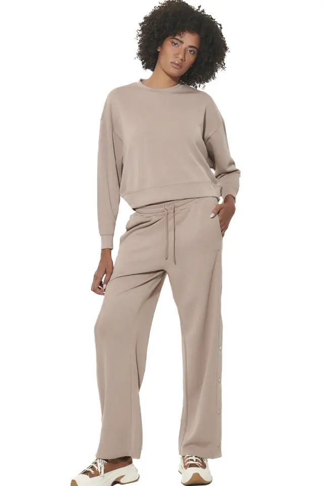 Body Action Wide Leg Trousers 021633-01-MOCHA MERINGUE - L 3