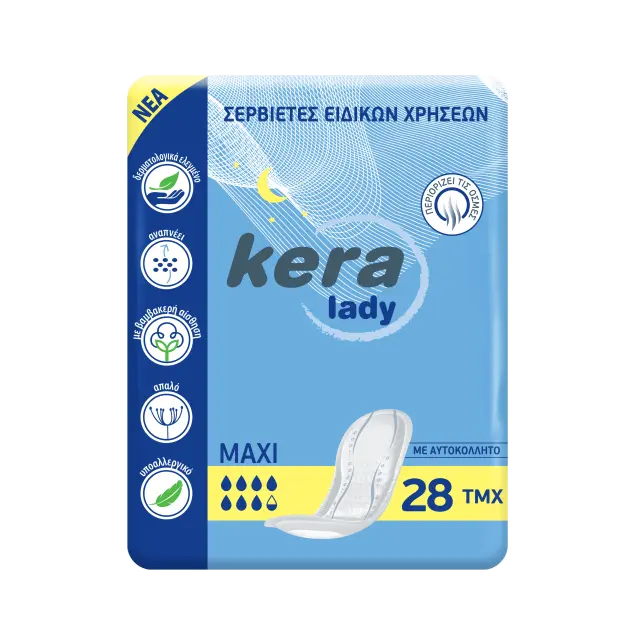 Σερβιέτες ακράτειας kera Lady Maxi 28 τεμαχίων
