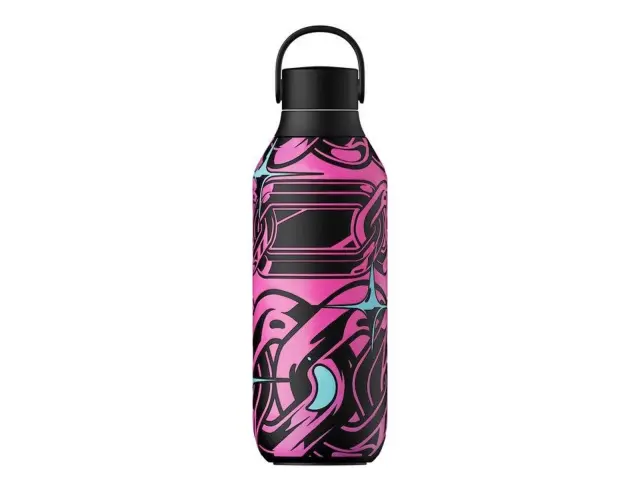 Μπουκάλι Θερμός Series 2 Studio Chilly's με χωρητικότητα 500ml και διατήρηση θερμοκρασίας 12h ζεστό / 24h κρύο - Magenta Madness