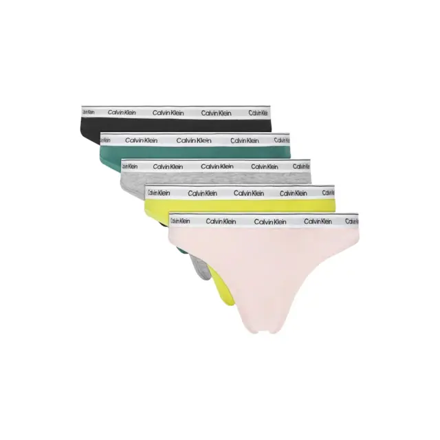 Calvin Klein Γυναικείο String Low Rise Thongs - Πεντάδα, Χρώμα Black-Grey Htr-Bf Pink-Lovely Ti-Kewl Lime - L