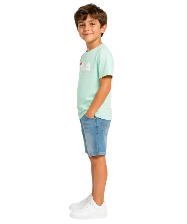 Fila - Παιδικό T-shirt Benna Logo FAK0432-60106 Πράσινο Ανοιχτό 2