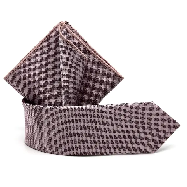 Μωβ Λιλά Γραβάτα Oxford 6,5 cm με Ασορτί Μαντήλι 2