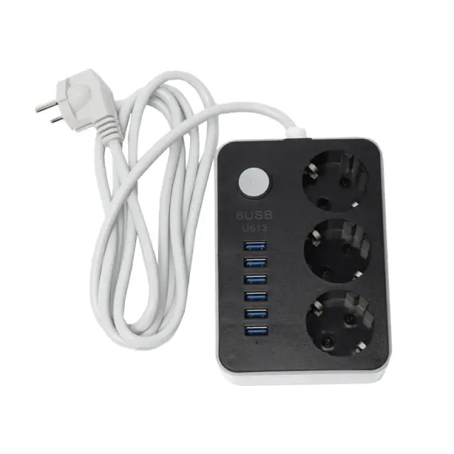 Πολύμπριζο 3 θέσεων και 6 θύρες USB 4.1Α CX-U613 - 6USB 3 Power socket 640004 2